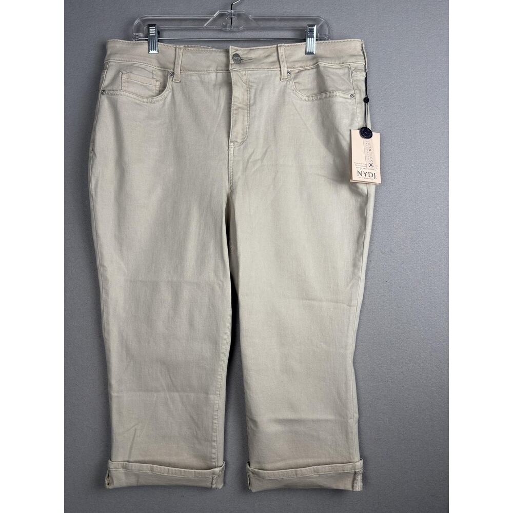 NYDJ Jeans Womens 18 Beige Marilyn Straight Crop Cuff Lift Tuck Stretch Denim